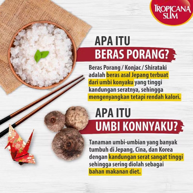 

Beras Porang Instan Tropicana Slim 1000 gram 1 Kg