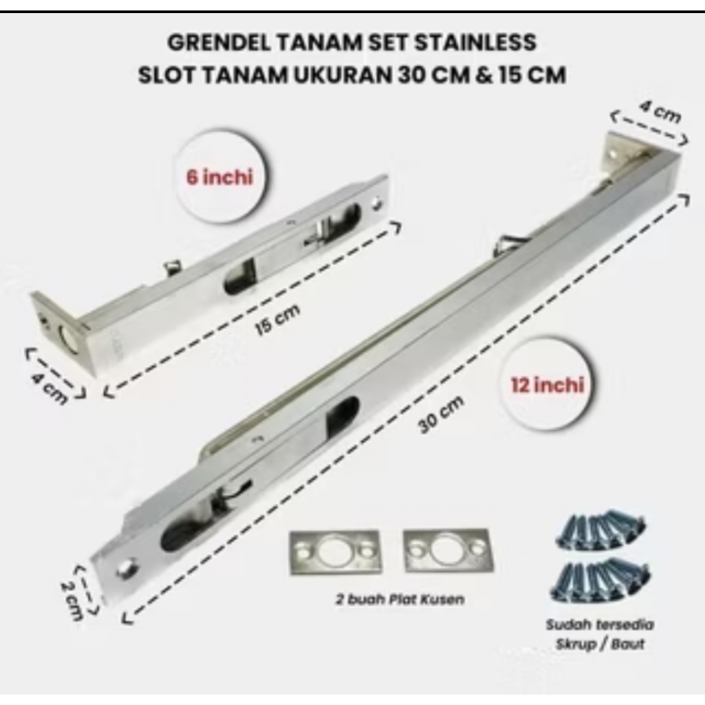 Grendel tanam stainless steel