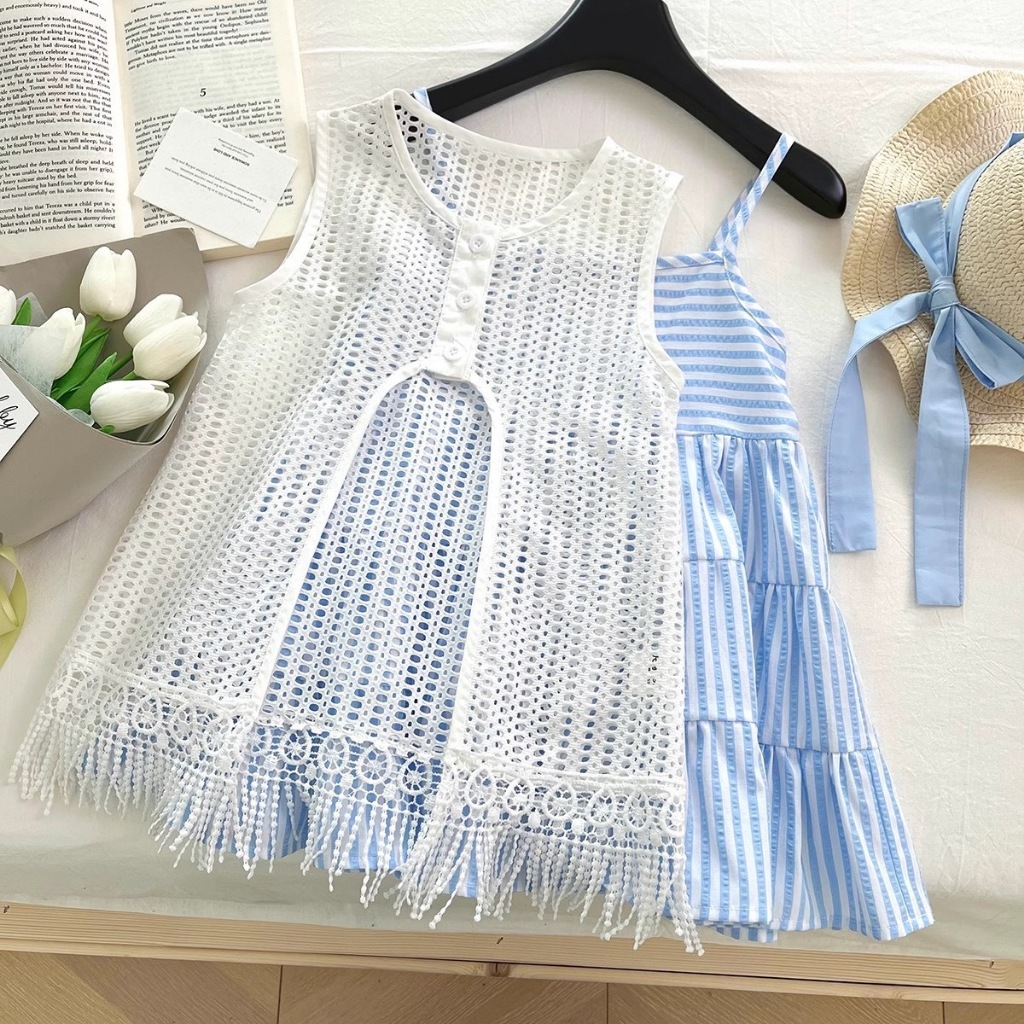 RYUTA dress pantai anak perempuan 1-10 tahun / dress 3in1 rajut anak free topi