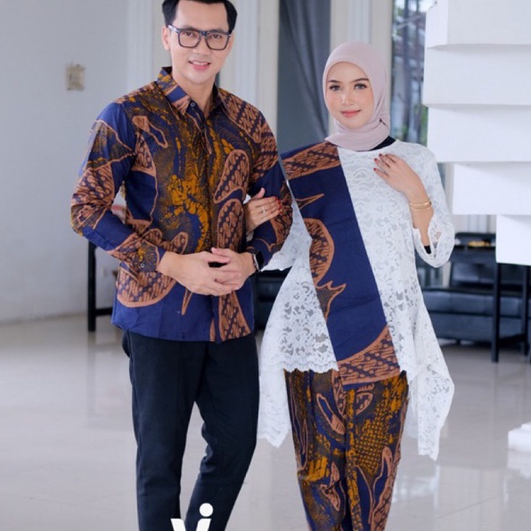 COUPLE SEAT Kemeja Batik Pria dan Rok Wiru Batik Wanita Instan Langsung Pakai Modern Berlapis Furing