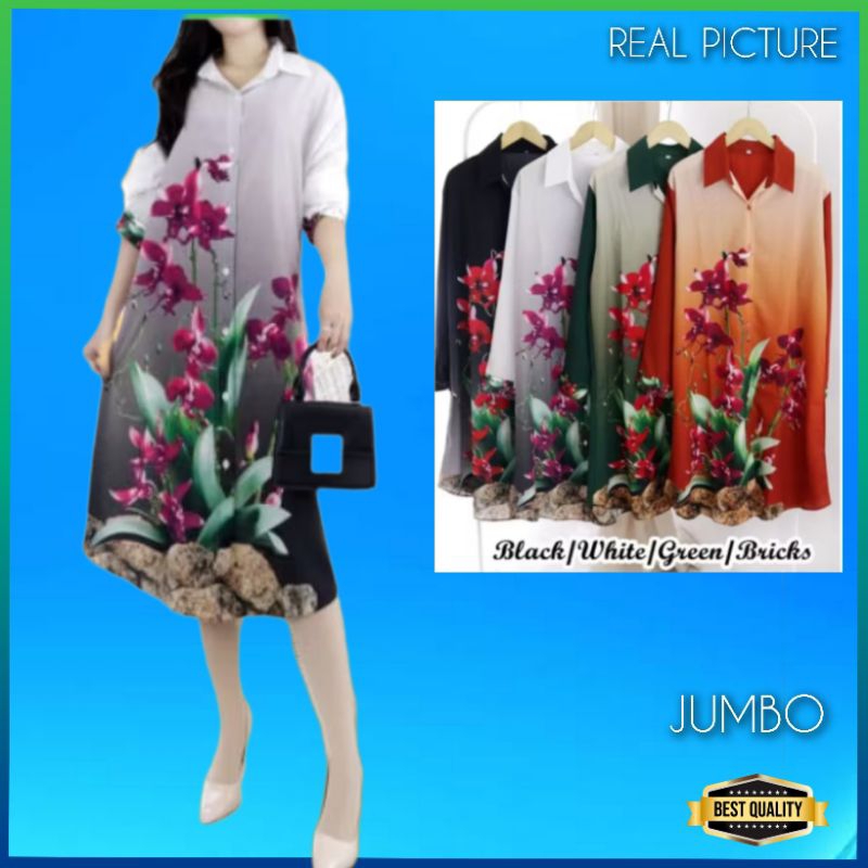 Gaun Bigsize Wanita LD 120 Diascia Dress Jumbo Natal Korea Gereja Hijau