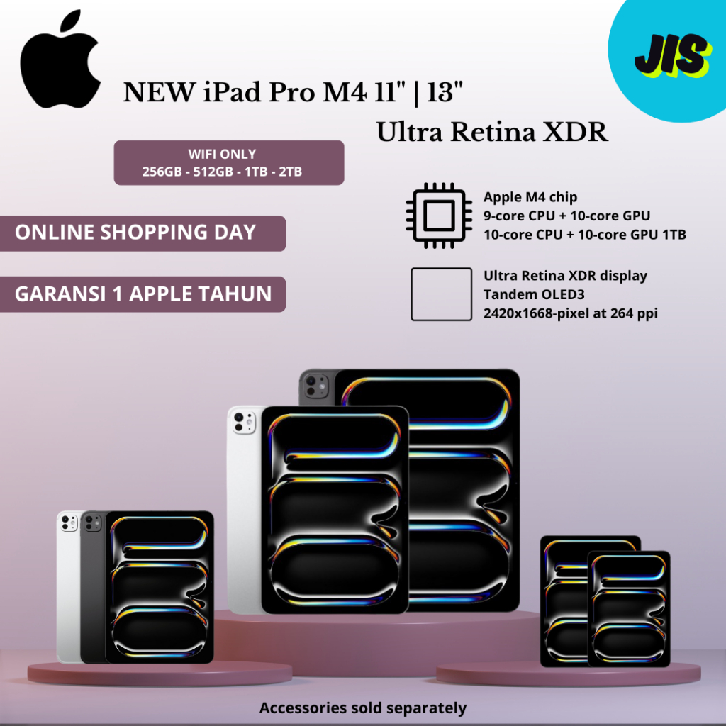 Apple iPad Pro M4 11inch / 13-inch Wifi Only 256GB / 512GB -  Garansi 1 Tahun