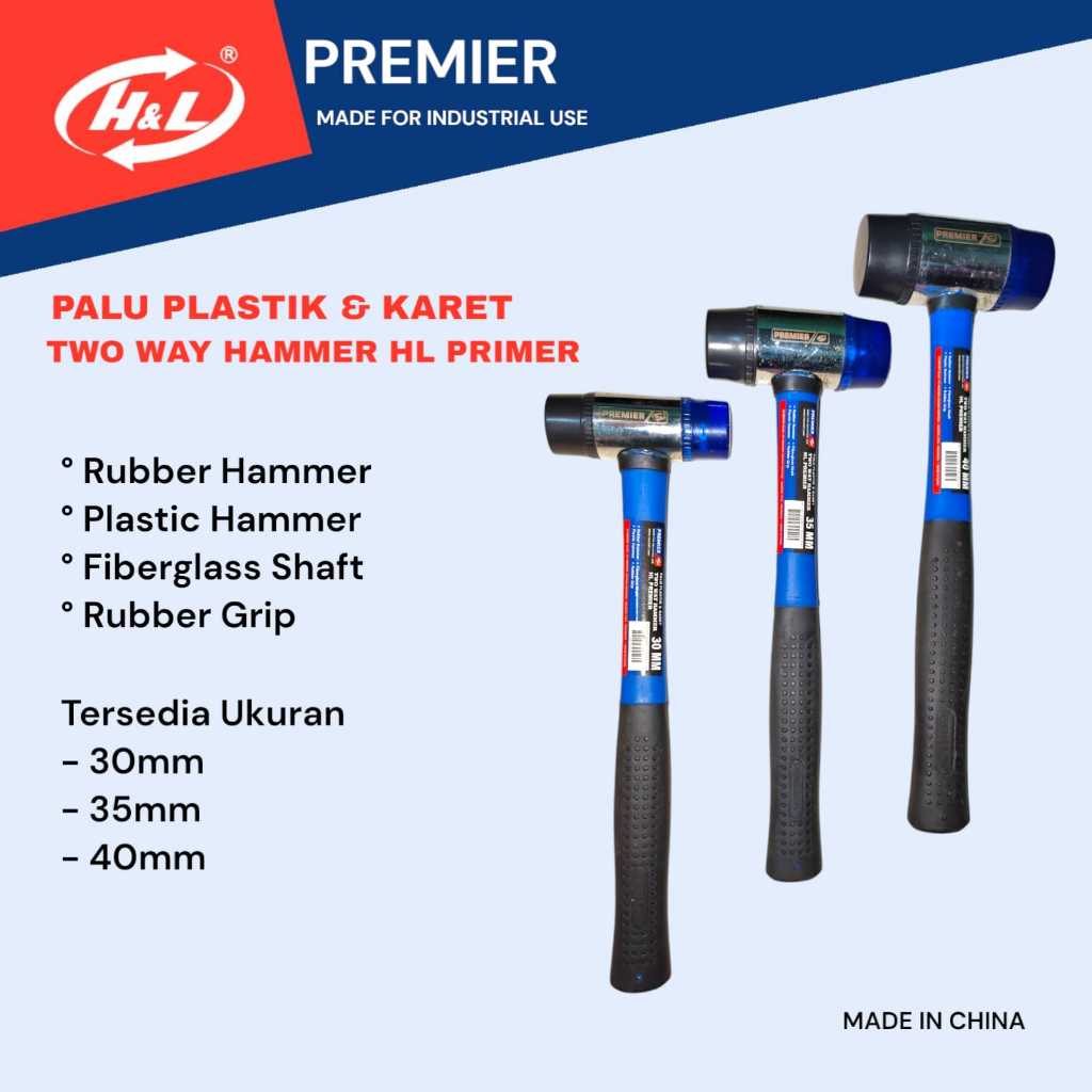 H&L Palu Karet Plastik Soft Palu Keramik 30mm / 35mm / 40mm Rubber Hammer Palu Granit Palu Lantai Pa