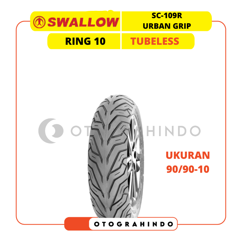 BAN MOTOR SWALLOW SC-109 R URBAN GRIP RING 10 UKURAN 90/90-10 TUBELESS BAN SCOOTER VESPA MATIC