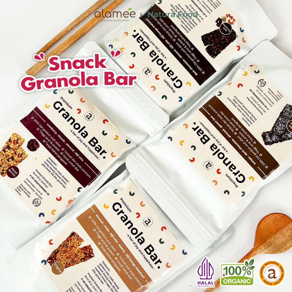 

ALAMEE Granola Bar Snackbar Cemilan Diet Healthy Snack Sehat Camilan Organik 80gr
