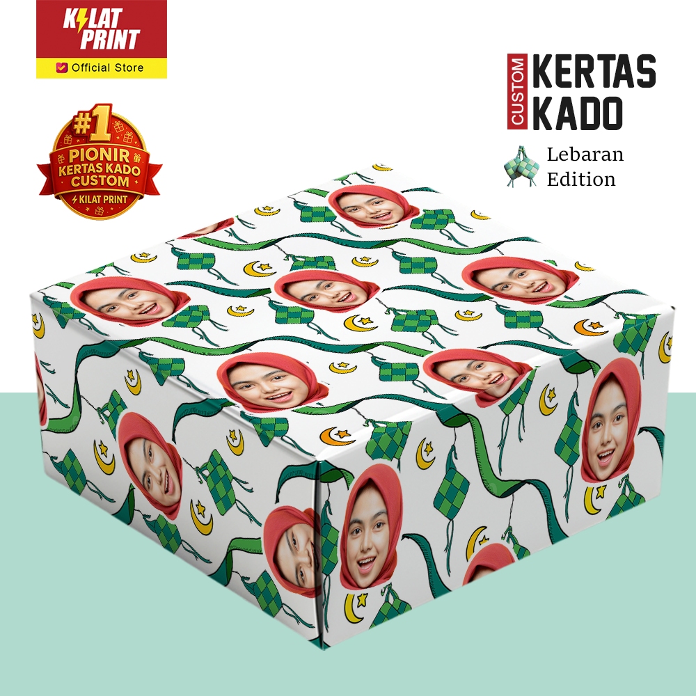 

Kertas Kado Custom Muka Foto Bungkus Hadiah Islamic Lebaran Edition