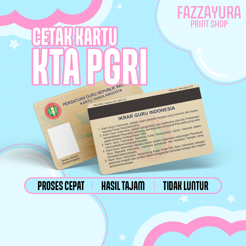 

Cetak Kartu KTA PGRI Bisa Satuan Anti Luntur Bahan PVC Tebal 2 SISI
