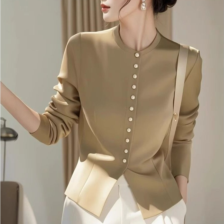 Women's French-Style Chic Waist-Tight Chanel Style Long Sleeve Shirt/Top