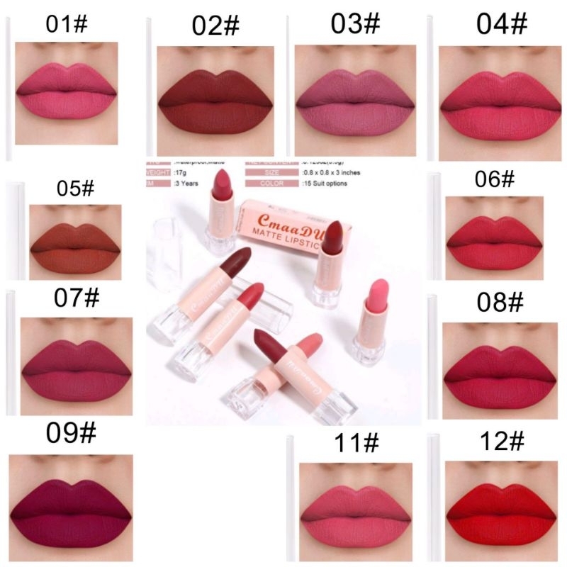 Lipstick lipstik cmaadu matte waterproof smooth