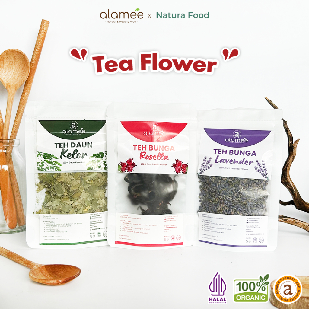 

ALAMEE Teh Jati Cina 5gr Chamomile Bunga Rose Bud Earl Grey Flower Tea Dried Organic Organik