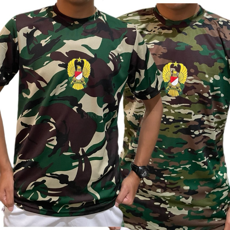 Kaos loreng TNI lengan pendek pria dewasa baju atasan doreng dryfit