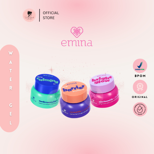 Emina - Water Gel Moisturizer 30gr | Mencerahkan & Mengurangi Flek Hitam | 48 Jam Menjaga Kelembapan