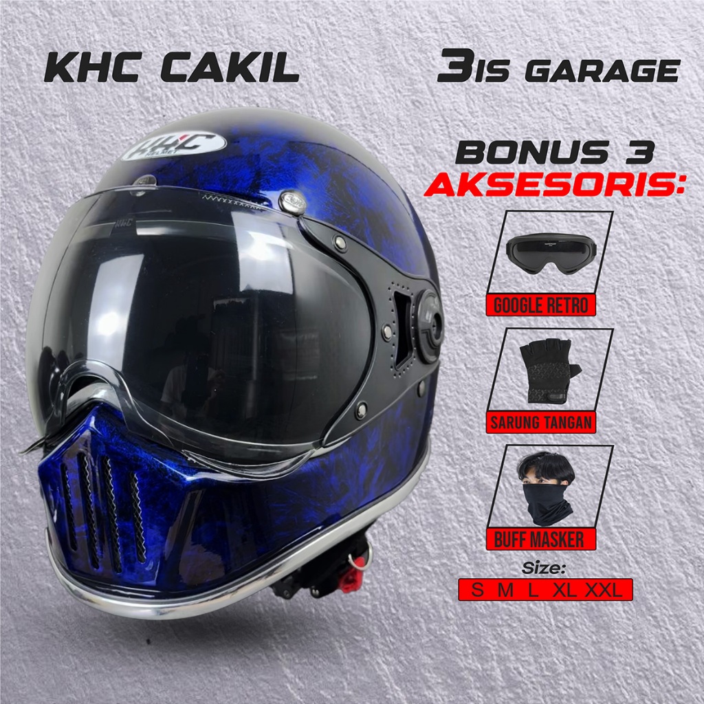 Helm KHC Original Cakil Motif Pilot List Chrome FREE GOGLE+ST+BUFF MASKER