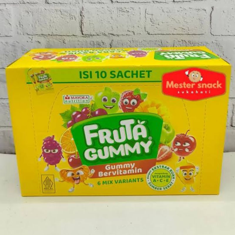 

Fruta gummy 10x25 gram gummy yang ada vitamin buah
