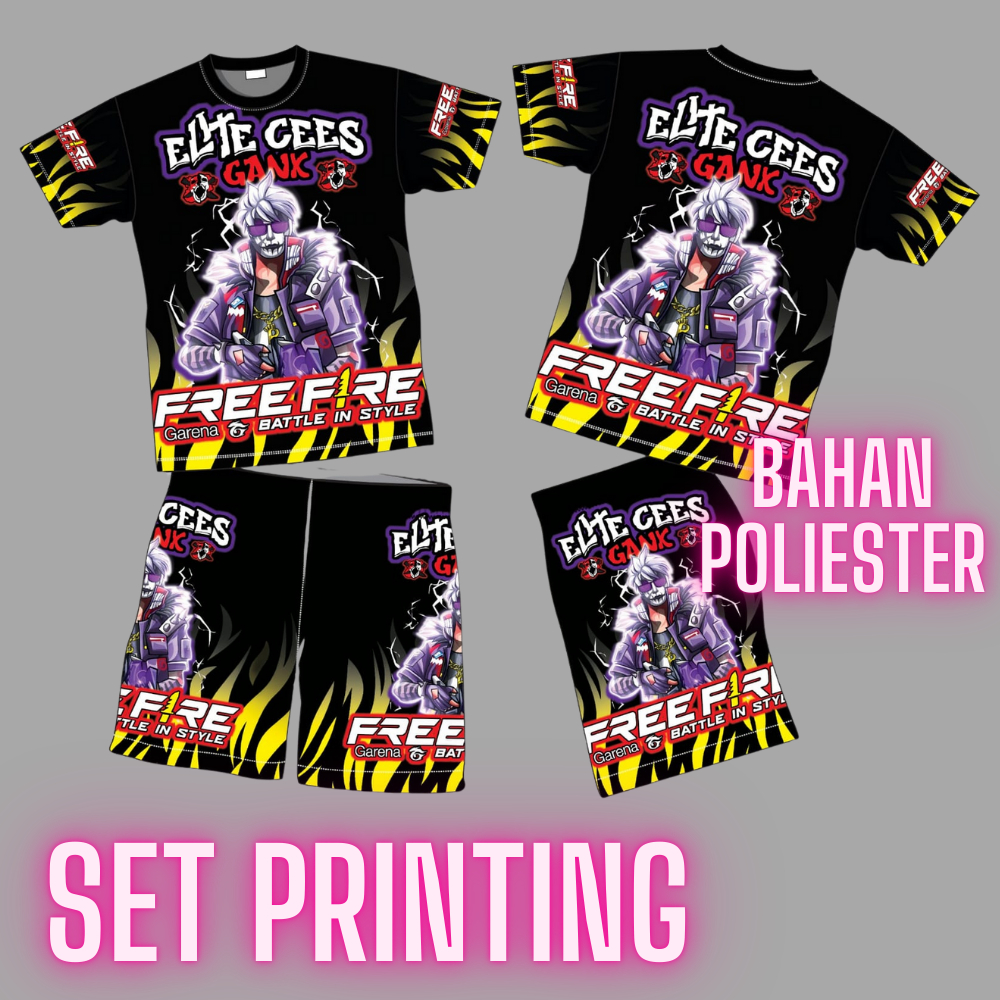 COD/ setelan baju anak laki laki free fire/ baju free fire cees gank anak laki laki gaming