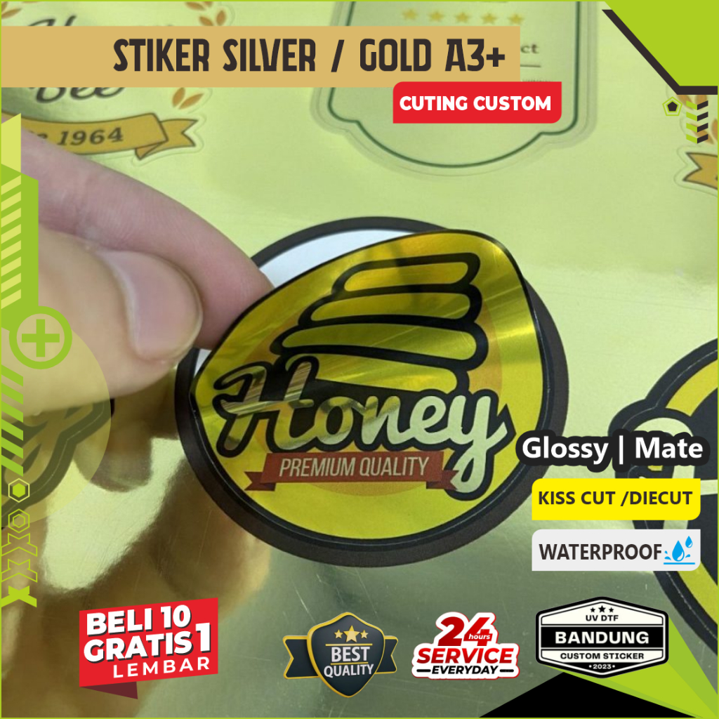 

Cetak Stiker | Print Sticker Label Silver | Gold A3+ & KISS CUT