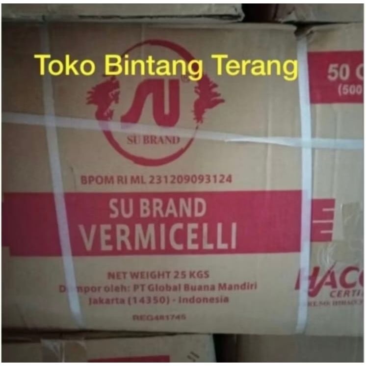 

Soun/Sohun Cap Naga SU Brand Vermicelli Longhou 50 gr x 500 pcs 1 Dus / Karton