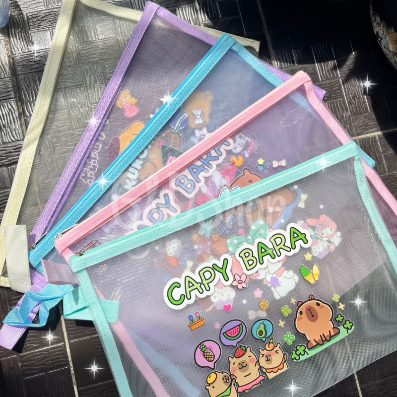 

Map Zipper Sleting Sekat Jaring / Ziper Bag Double Space / Map Sleting / Zipper Bag Sanrio Capy bara