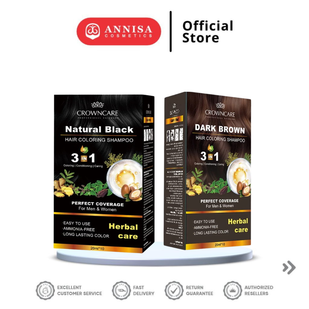 Crown Care Hair Coloring Shampoo 3in1 || Shampoo Penghitam Rambut Uban