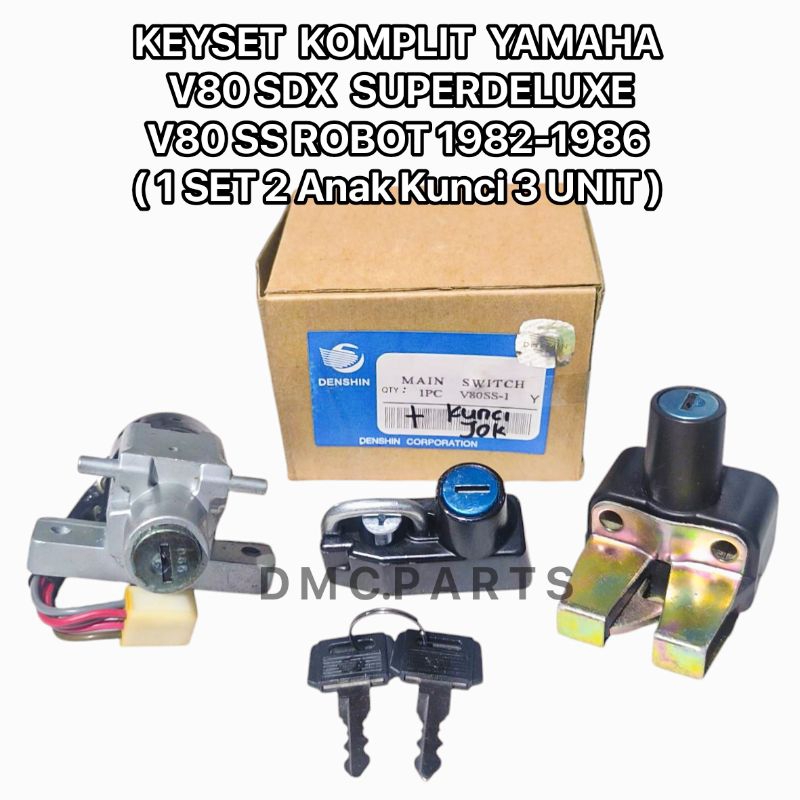 KEYSET ( KUNCI KONTAK + STANG STIR + VARIASI PENGAIT HELM + SADEL JOK )YAMAHA V80SDX V80SS ROBOT SUP