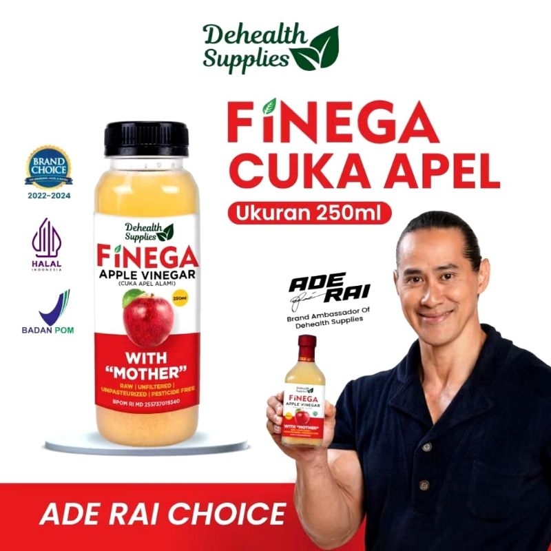 

Dehealth Supplies FINEGA CUKA APEL 250ml botol plastik/Cuka apel halal
