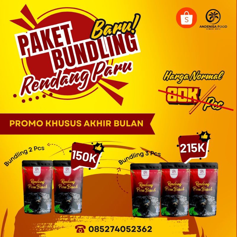 

paket bundling rendang paru isi 3 pouch