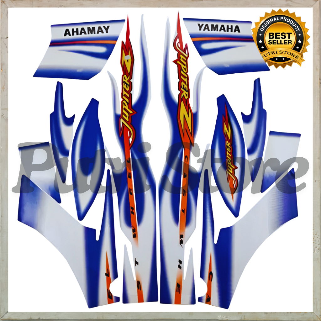 Striping Stiker Yamaha Jupiter Z 2005 Putih Biru List Body Motor Yamaha Jupiter Z Burhan 2005
