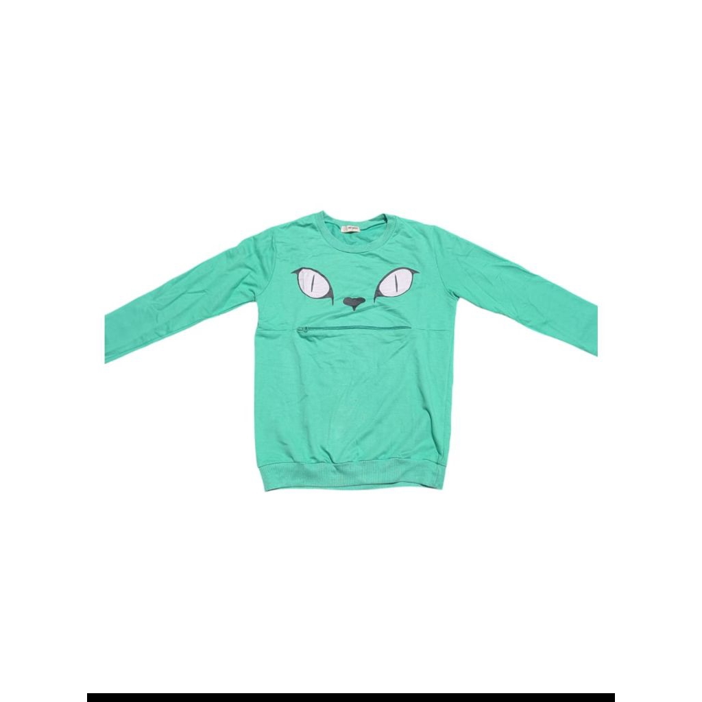 BAJU CREWNECK KAOS SWEATER UNISEX HIJAU MINT