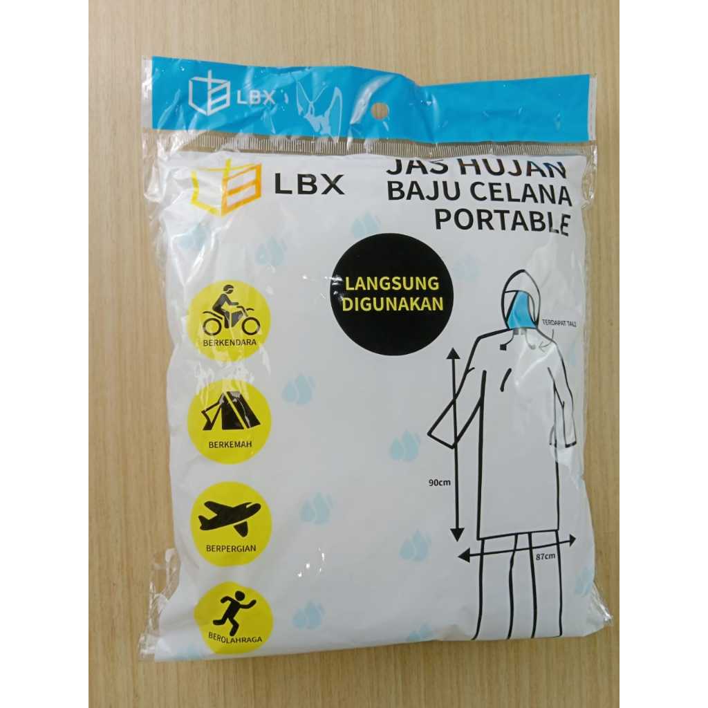 Jas Hujan Plastik LBX Raincoat Transparan Bening Jaket Baju Celana Jaket dan Celana Set Dewasa M L XL