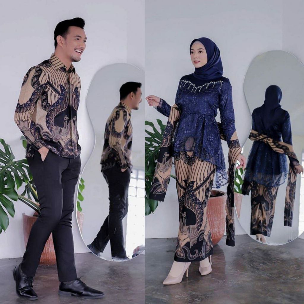 SET KEBAYA KALENA COUPLE KEMEJA PREMIUM / CUSTOM ANAK & SUPER JUMBO / BAJU SETELAN SERAGAM BATIK SAR