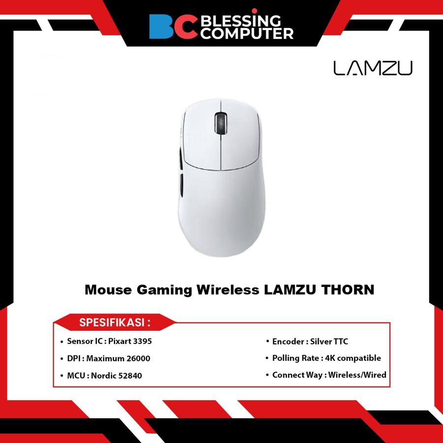 Mouse Gaming Wireless LAMZU THORN - White