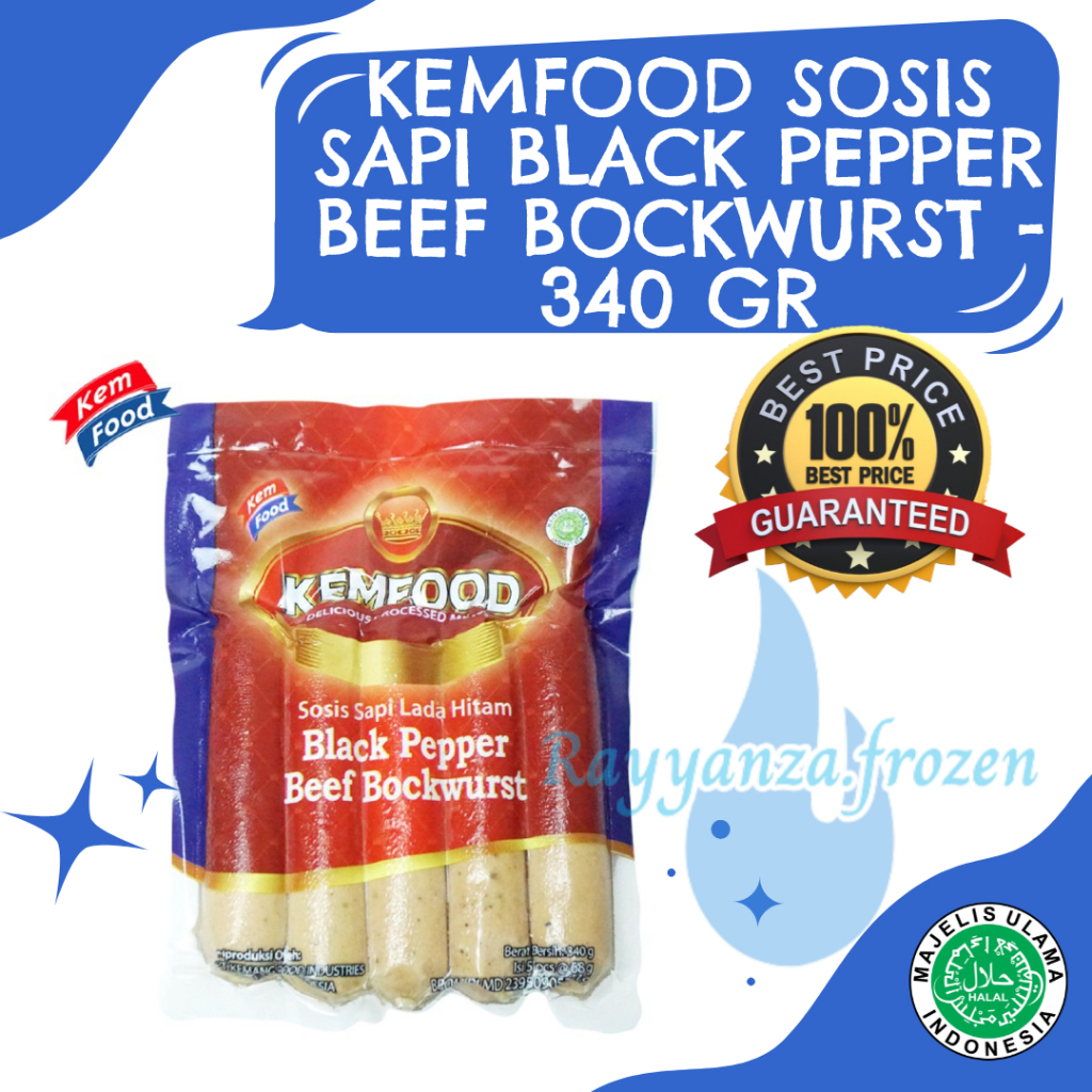 

Kemfood Sosis Sapi BlackPepper Beef Bockwurst 340gr