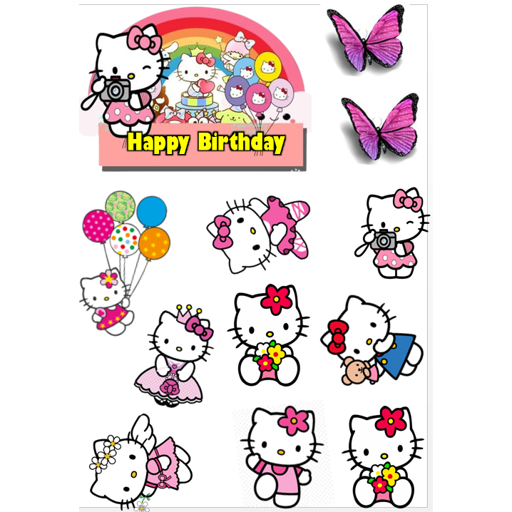 

Topper Tema Hello Kiity Birthday Custom Nama