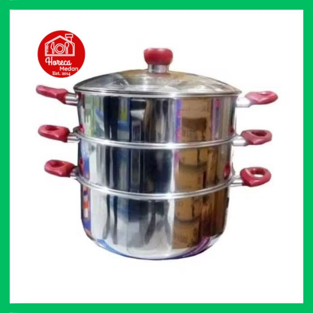 Panci Kukus supra susun 3 / Supra Steamer Dandang kukus Stainless Steel 32 36 40 cm