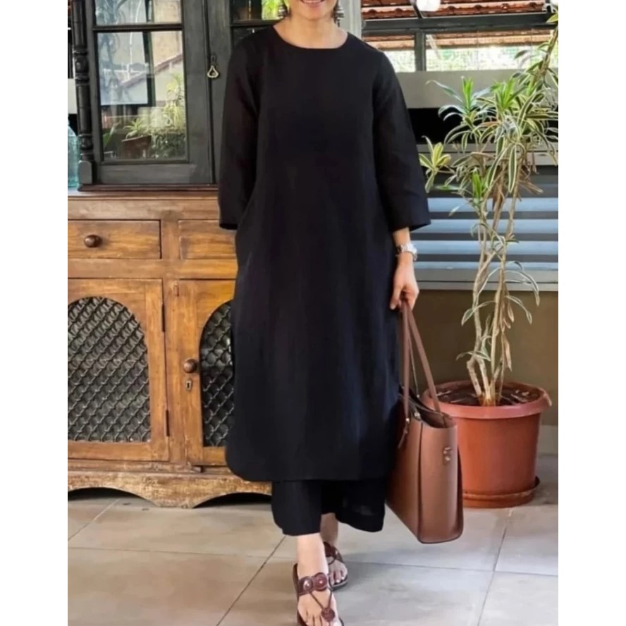 Tunika One set  / Baju Set Wanita Matt katun Rami / Setelan Wanita Tunik + Celana Terbaru