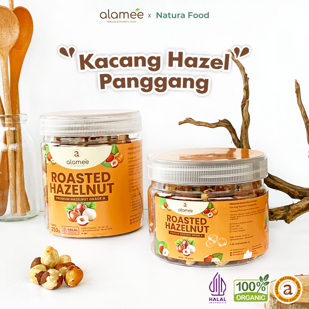 

ALAMEE Kacang Hazelnut Panggang Hazelnut Roasted Cemilan Sehat Rendah Kalori Kacang Kemiri 250gr