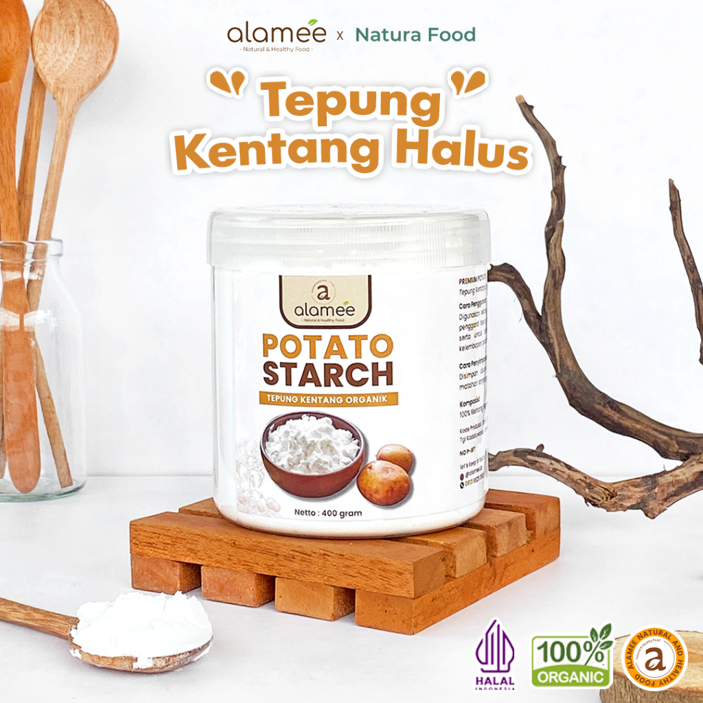 

ALAMEE Tepung Kentang Halus Potato Starch Tepung Kue PREMIUM Mashed Long Potato Powder 400gr