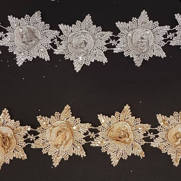 Renda Bunga VM 60815-18 Renda Hiasan Baju Pesta