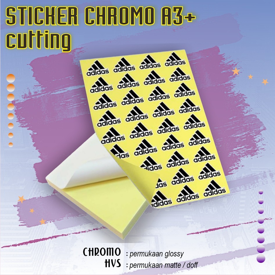 

CETAK STIKER CHROMO CUT A3+ MURAH / CETAK STIKER LABEL KEMASAN MAKANAN MINUMAN MURAH