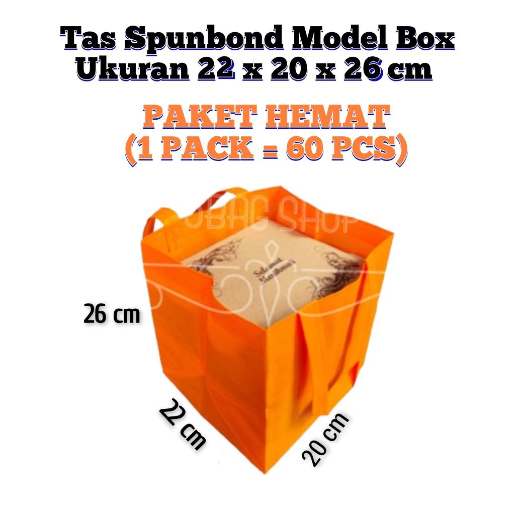 

(1 PACK = 60 PCS) Goodie Bag Tas Hajatan Spunbond 20x20 cm Tinggi 26 cm / Tas Box Nasi / Tas Hajatan / Goodie Bag / Tas Hampers / Shopping Bag / Tas Promosi