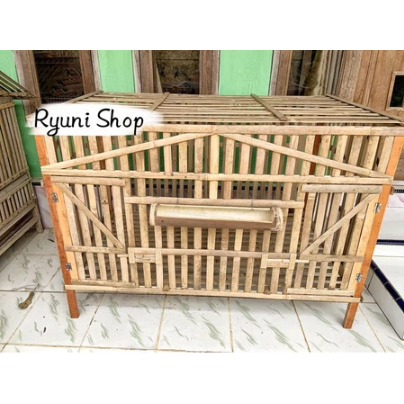 Kandang Ayam Jumbo Bambu 120x70x70cm Termasuk Tempat Makan /Kandang Ayam Bambu Bongkar Pasang Anti-P