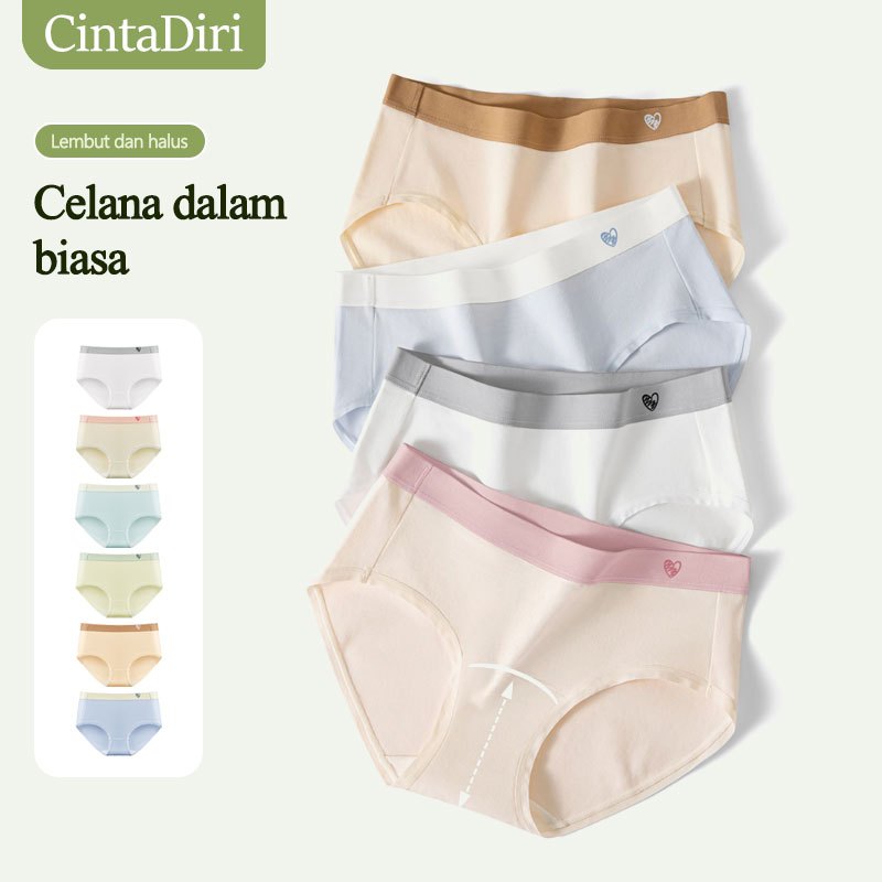 TERLARIS (Indonesia Stock) Cinta Diri Celana Dalam Wanita 100% Katun Celana Dalam Panty Wanita