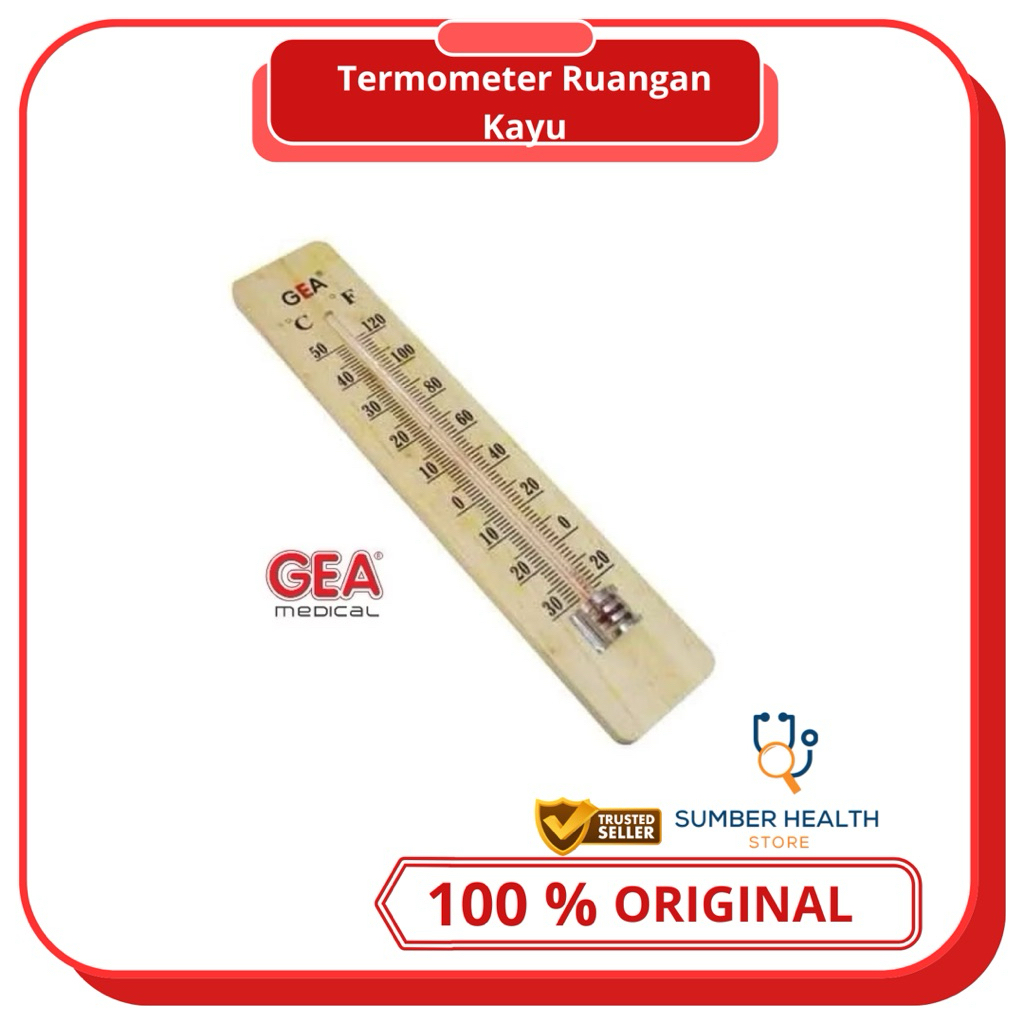 THERMOMETER KAYU GEA MEDICAL WOODEN S092-TEMPERATUR SUHU RUANGAN-ALAT UKUR SUHU RUANGAN