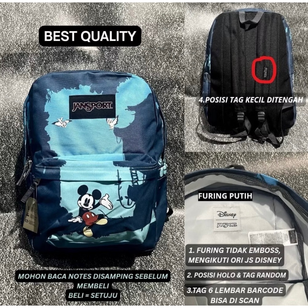 TAS RANSEL JS JANSPORT SPORTS BAGS MOTIF ORIGINAL FULL BARCODE SCAN / TAS RANSEL JANSPORT MOTIF LUCU