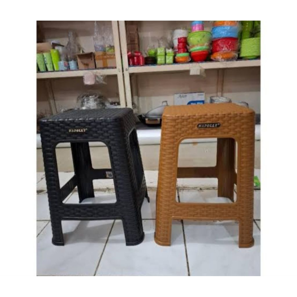 KURSI BANGKU BASO BAKSO PLASTIK NAPOLLY MOTIF ROTAN COKLAT JATI HITAM ANYAM NAPOLY NAPOLI KRS 333
