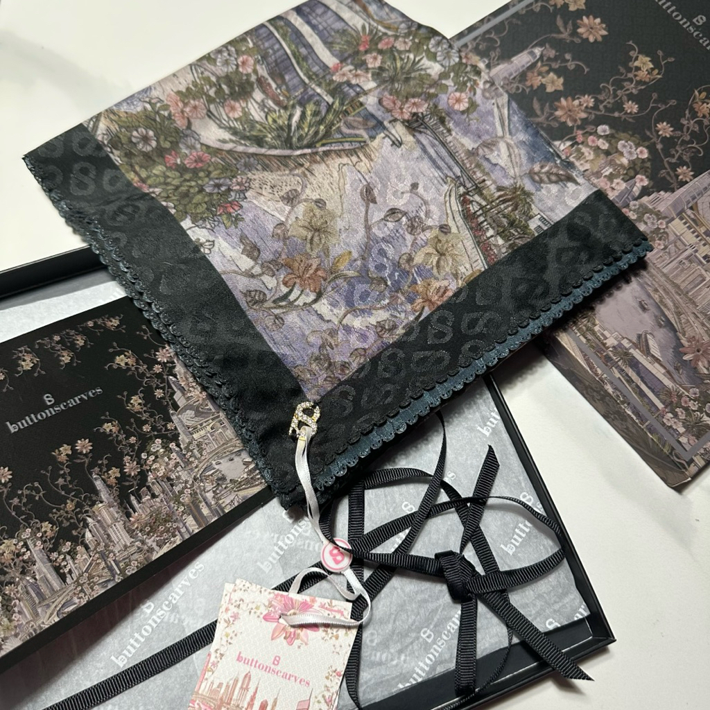 Buttonscarves Dubai 2 Voile Square Black Oud