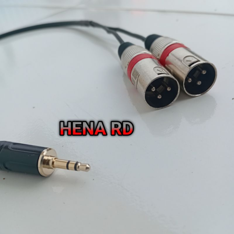 kabel audio mixer jack mini stereo to 2 XLR canon male kabel hp ke mixer