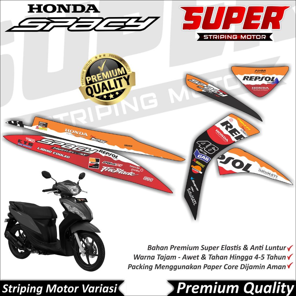Stiker Spacy Anti Luntur keren Striping SPACY Striping Honda Spacy Repsol