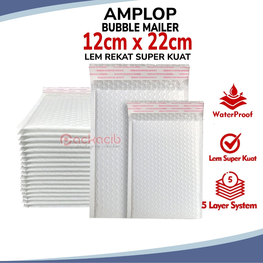 

Amplop Bubble Mailer Bubble Wrap Premium Kuat Anti Air water Proofs 12x22 cm Lem Rekat Super Kuat