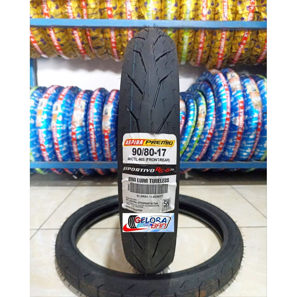 Ban Aspira Premio Sportivo Rs01 90/80-17 Tubelesss Soft Compound ban donat 90/80-17 ban Aspira rs01 